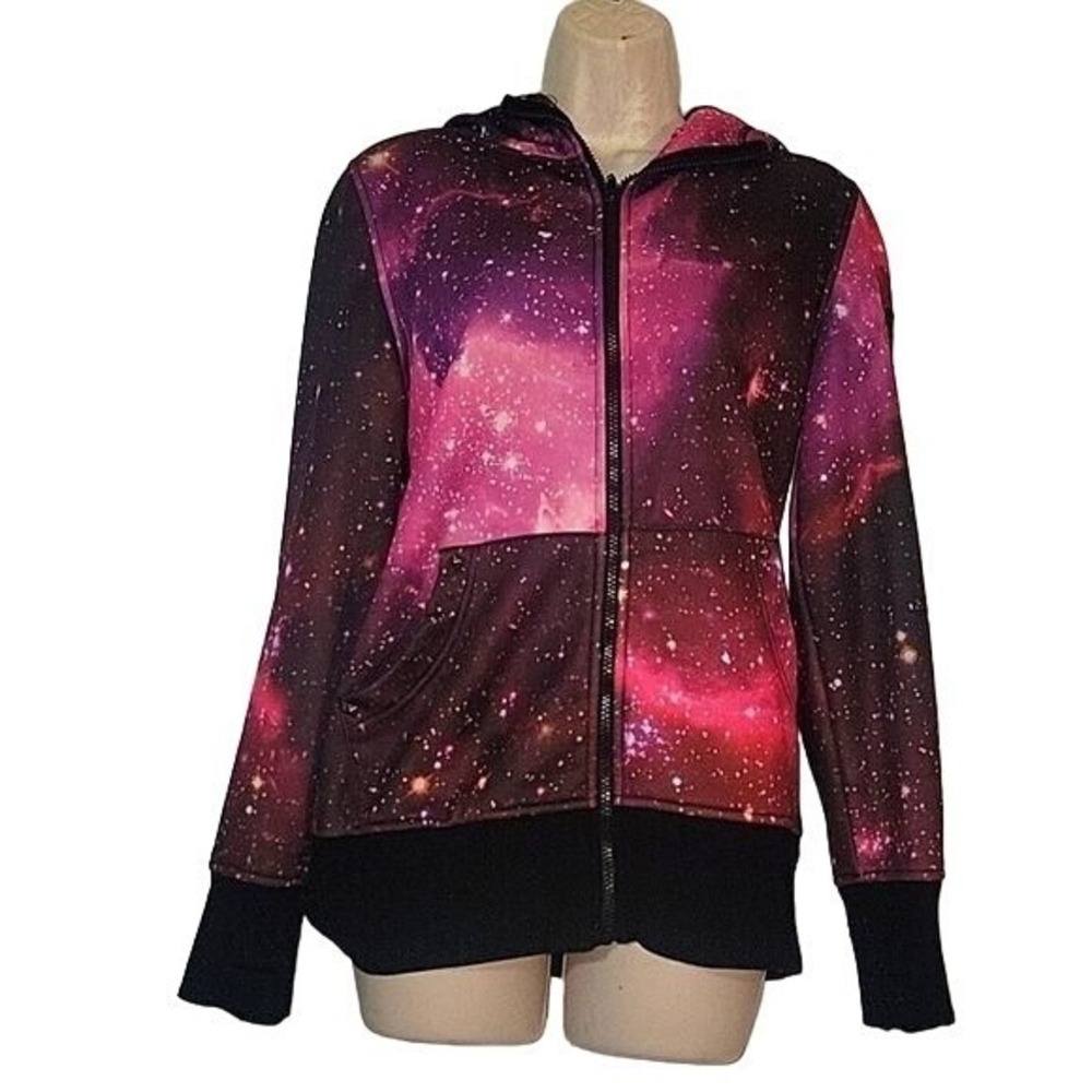 GLAMOUR KILLS Universe Skateboarding Softshell Hooded‎ Pink Starlight Jacket M